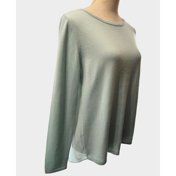 Ann Taylor Sweater Blue Merino Wool Knit Button Back Blouse Long Sleeve… - Picture 3 of 9